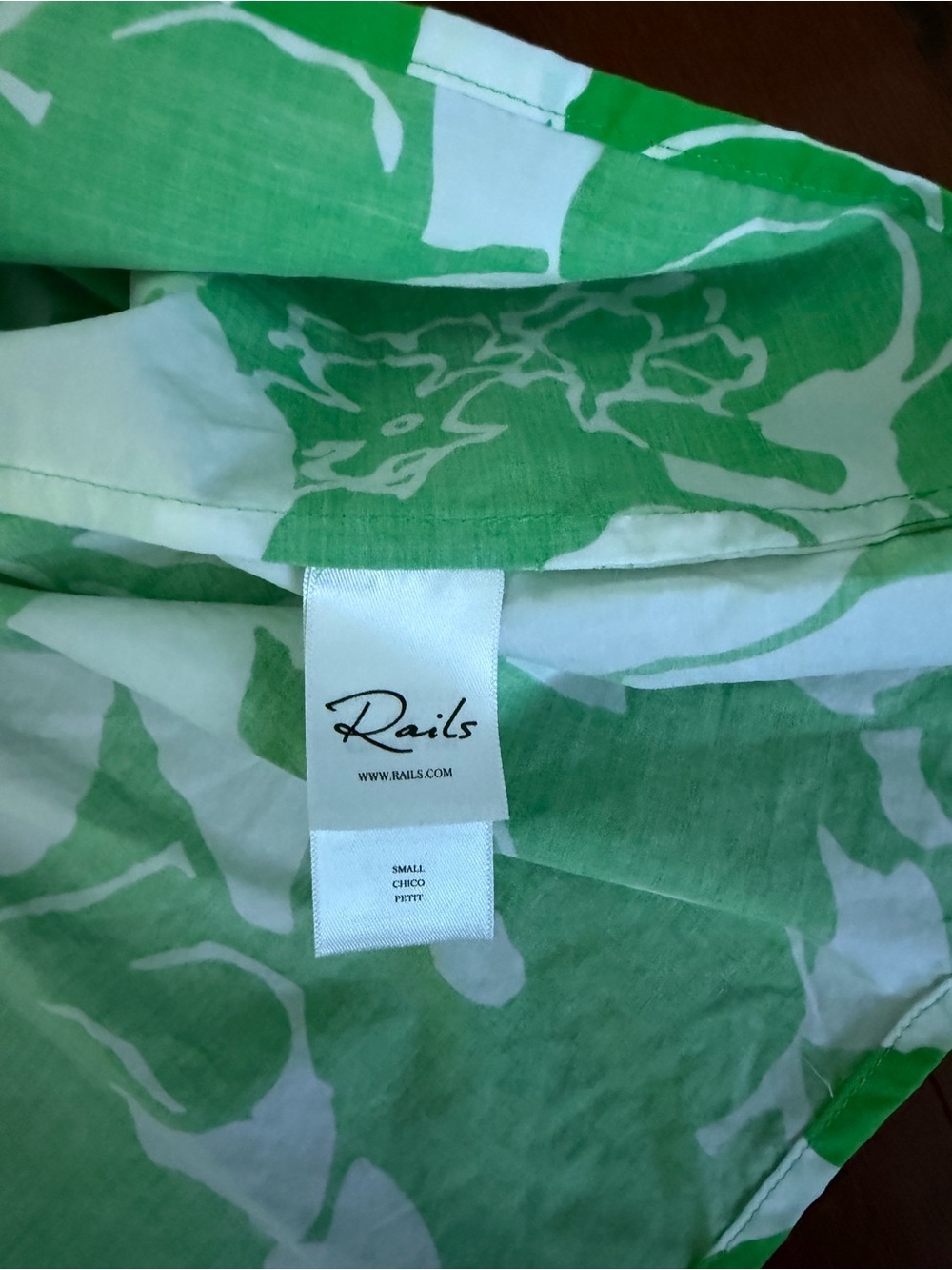 Rails Green & White Floral V-Neck Tiered Cotton Blend Midi Dress with Belt Small - Picture 10 of 12
